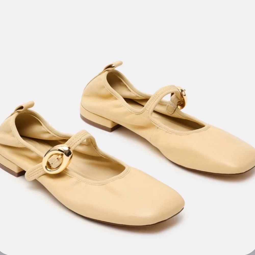 Steve Madden Butter Yellow Flats with Gold Accent